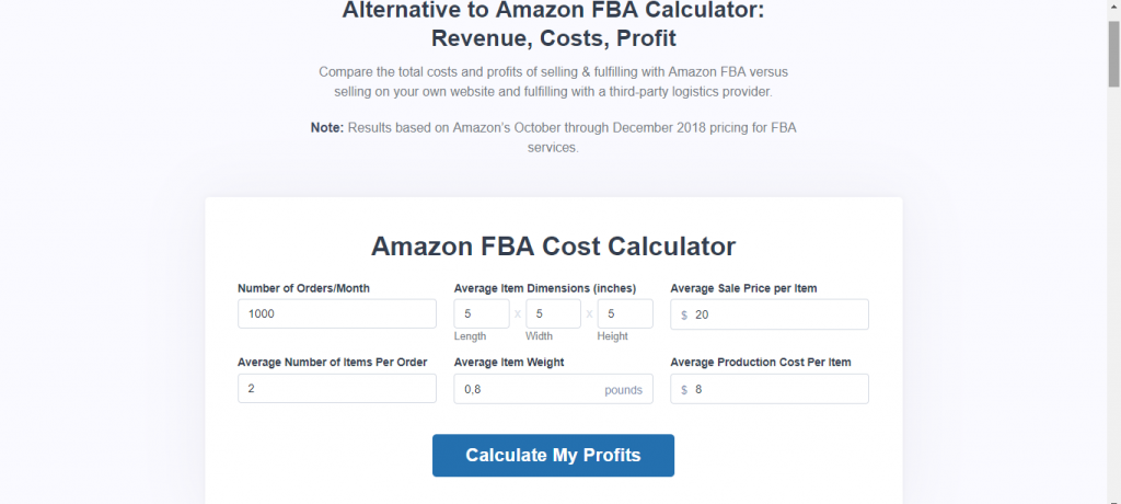 Shipbob Amazon FBA Cost Calculator