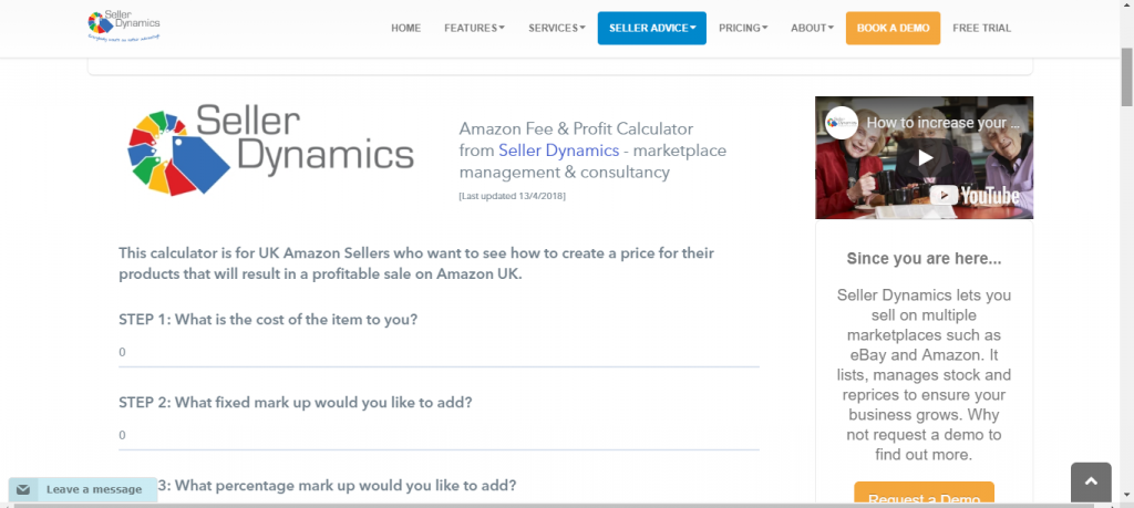 Sellerdynamics Amazon Profit Calculator
