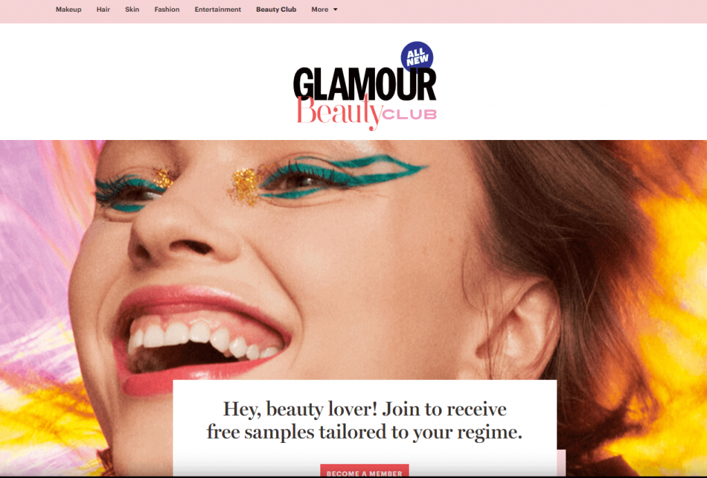 Glamour Beauty Club for free samples